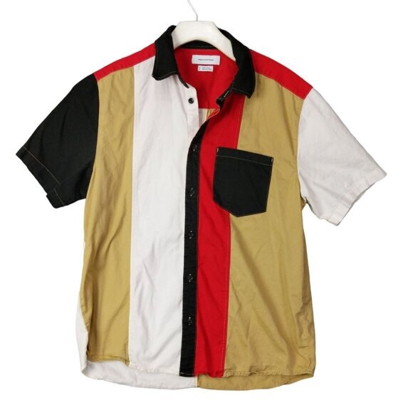 Urban Outfitters Other - URBAN OUTFITTERS Mens SZ M Color Block 100%‎ Cotton Short Sleeve Neutral 90's